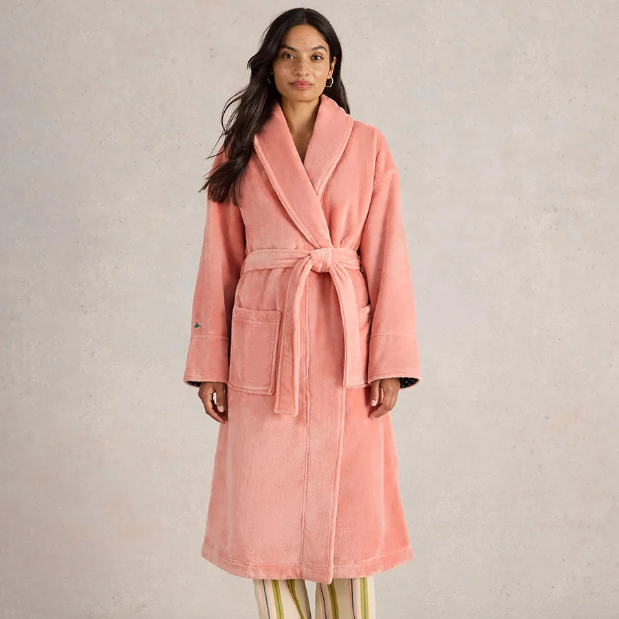 Clover Cosy Recycled Dressing Gown - Mid Pink - White stuff - FashionsVida