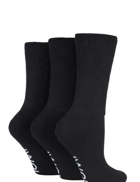 Pair Black Footnurse Gentle Grip Cushioned Foot Diabetic Socks Ladies 4-8 Ladies - - Black - Size: Small - IOMI - FashionsVida