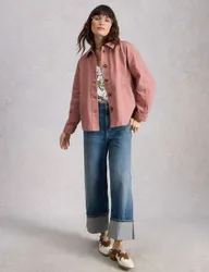 Denim Collared Jacket Pink female