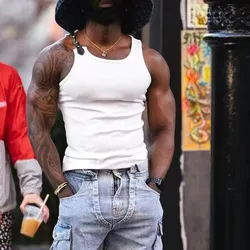 Sleeveless Threaded Vest Men's Muscle Fitness Tight Sports Pure Cotton T-shirt Men's Bottoming Shirt