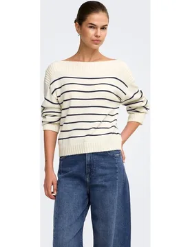 Jersey de mujer de manga larga con escote barco - Only - FashionsVida