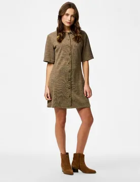 Vestido camisero y manga corta de mujer - Pieces - FashionsVida