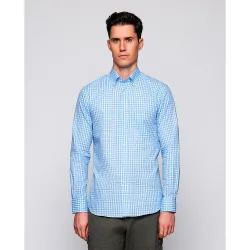 Camisa de hombre casual manga larga cuadros oxford