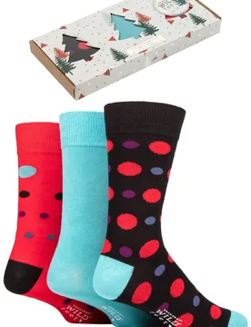 Mens 3 Pair SOCKSHOP Wildfeet Tree Gift Boxed Bamboo Socks Black / Green / Red 7-11 Mens - Multi Coloured - Size: 7-11 Mens - Wild Feet - FashionsVida