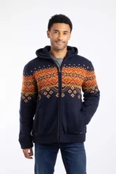 Bradwood Mens Fair Isle Knit Full Zip Hoodie