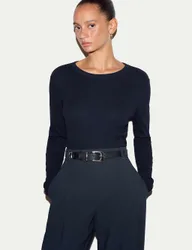 Cotton Rich Ribbed Slim Fit T-Shirt Navy female