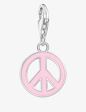Women's Silver Pink Enamel Peace Sign Charm 2207-007-9 - Silver - Size: One Size - Thomas sabo - FashionsVida