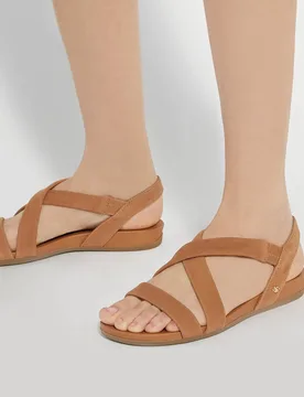 Leather Flat Sandals Camel female - Dune london - FashionsVida