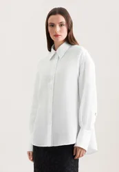 Oversized Hemdbluse aus 100% Leinen Weiß 40