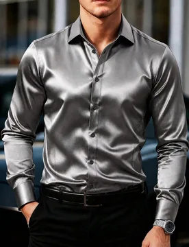 Camisa de manga larga con diseño texturizado para hombre, casual de negocios, formal S - Shein - FashionsVida