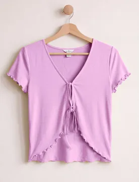 Women’s Cotton Rich Lettuce Edge T-Shirt in Pink Size: 18 - Pink - Size: 18 - Enorsia - FashionsVida