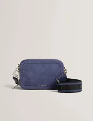 Suede Webbing Strap Cross Body Camera Bag Blue female