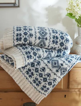 Selsey Fair Isle Throw Blue Mix - Laura Ashley - FashionsVida