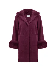 Mantel in Felloptik dunkelrot XXL damen