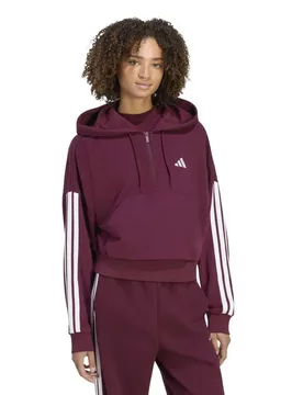 Felpa Con Cappuccio Essentials 3 Stripes French Terry Maroon / White XL - Adidas - FashionsVida
