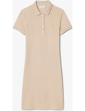 Vestido de mujer de corte ajustado de mini piqué elástico de manga corta - Lacoste - FashionsVida