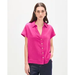 Camisa de mujer de manga corta en tejido crinkle