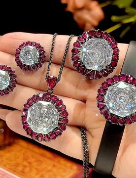 New autumn and winter jewelry set with gold-plated white diamonds and a high-end black gold design, main stone size 16-10mm - Aliexpress - FashionsVida