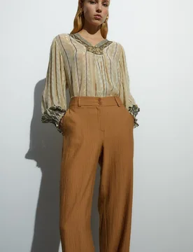 Pantalones rectos de mujer tiro alto - Andam - FashionsVida