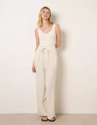 Linen-Blend Drawstring Trousers - M / LINEN - female