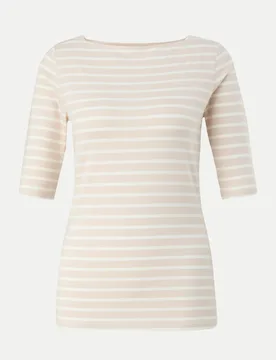 Streifenshirt mit halben Ärmeln Beige 44 - Comma - FashionsVida