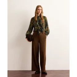 Pantalón fluido de mujer punto espiga