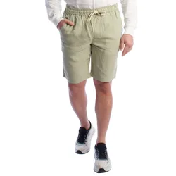 Mens Linen Bermuda Shorts With Drawstring Hs24mbe09 - Green - Size 2xl
