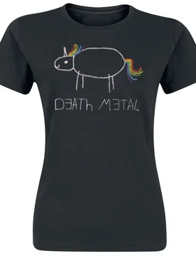 T-Shirt - S bis XXL - für Damen - Größe S - schwarz - Frauen - female - Death Metal Unicorn - FashionsVida