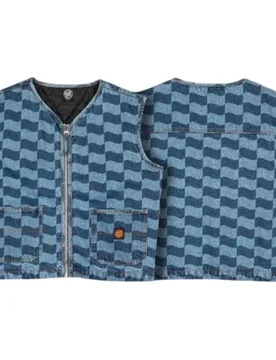 Gilet Label Blue Wave Check S - Santa Cruz - FashionsVida