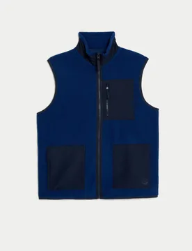 Polar Fleece Zip Up Gilet Dark Blue male - M&S - FashionsVida