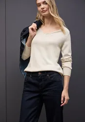 V-Neck Pullover female Beige