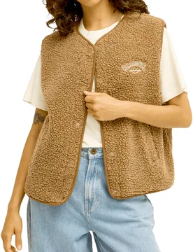 Polaire sans manche en sherpa - Be Happy Sherpa Vest Brownstone - Taille S - Marron - Billabong - FashionsVida