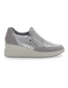 Sneakers Argento In Pelle Con Zeppa 555730 39 - Imac - FashionsVida