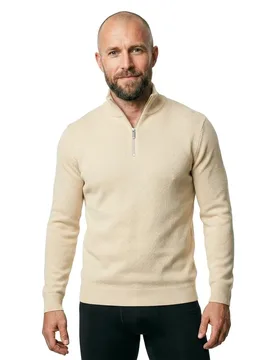 Pull à Demi-zip Dane Oatmeal S - Selected - FashionsVida