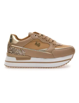 Sneakers beige con zeppa e inserti glitter Burani 51800C1133 37 - Mariella Burani - FashionsVida