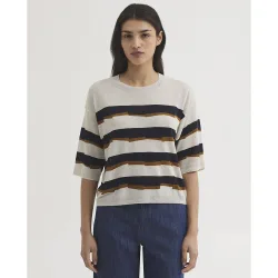 Jersey de mujer de rayas y manga corta