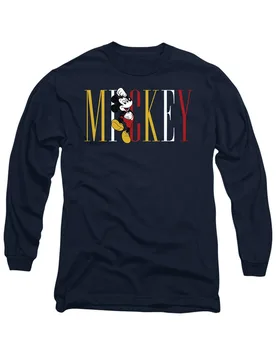 Unisex Mickey Mouse Multicolor Name Long Sleeve T-Shirt, Navy Size: Small - Navy - Size: S - Disney - FashionsVida