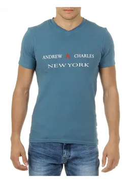 Mens T-Shirt Short Sleeves V-Neck Green Kenan - Size 2xl - Andrew Charles By Andy Hilfiger - FashionsVida