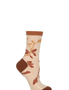 Women's 1 Pair Falke Garden Villa Cotton Socks Rosewood 37-38 - Orange - Size: 4-5 UK - SockShop - FashionsVida