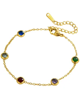 Punk Fashion Multicolor Zirconia Charm Bracelet Female Gold Color Stainless Steel Chain Link Bracelets for Women Jewelry Gift - Aliexpress - FashionsVida