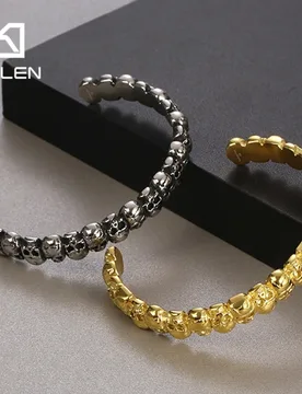 New Full Skull Bangle for Men Women Vintage Stainless Steel Open Bangle Male Charm Festival Jewelry Golden Personalized Gifts - Aliexpress - FashionsVida