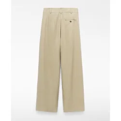 Pantalón recto de mujer de pinzas con lino