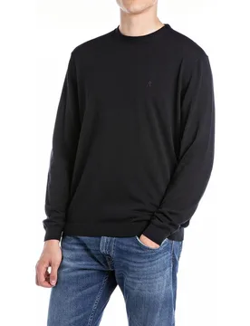 Jersey de hombre de algodón con cuello redondo - Replay - FashionsVida