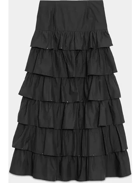 Falda midi volantes con tachas - Noon - FashionsVida