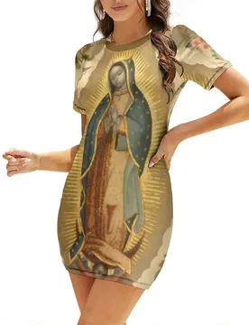 Virgin of Guadalupe with the four apparitions by Juan de Sáenz Short-Sleeved Dress dresses for women 2026 Dress - Aliexpress - FashionsVida