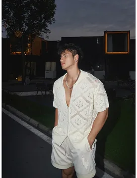 Men's Casual Shirts Summer New Short Sleeve Knit T Shirt Casual Loose Hollow Out Original Minimalist Design Top - Aliexpress - FashionsVida