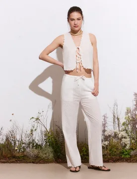 Pantalón largo de algodón de mujer - Green Coast - FashionsVida