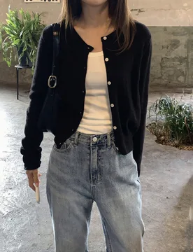 Pieza Cárdigan de tela de punto de unicolor con botones delanteros, estilo delgado, adecuado para uso diario en primavera, verano, otoño e invierno - Shein - FashionsVida