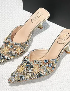 Women's Slippers Luxury String Bead Decoration High Heels Designer Fashion Slippers Women Shiny Rhinestone Wedding Bridal Shoes - Aliexpress - FashionsVida