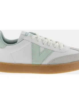 Zapatillas deportivas de mujer con piezas de serraje e interior en contraste - Victoria - FashionsVida